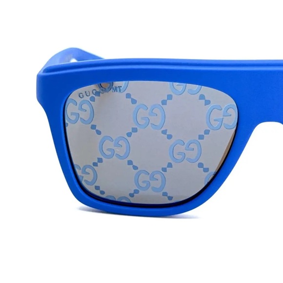 Gucci Bright Blue Matte Logo Mirror Sunglasses — Authentic, NWT - Picture 3 of 6